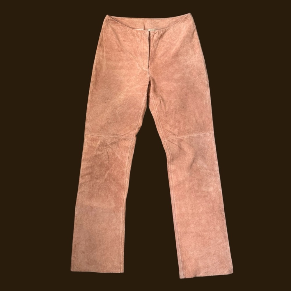 bebe Blush Pink Suede Straight-Leg Pants
